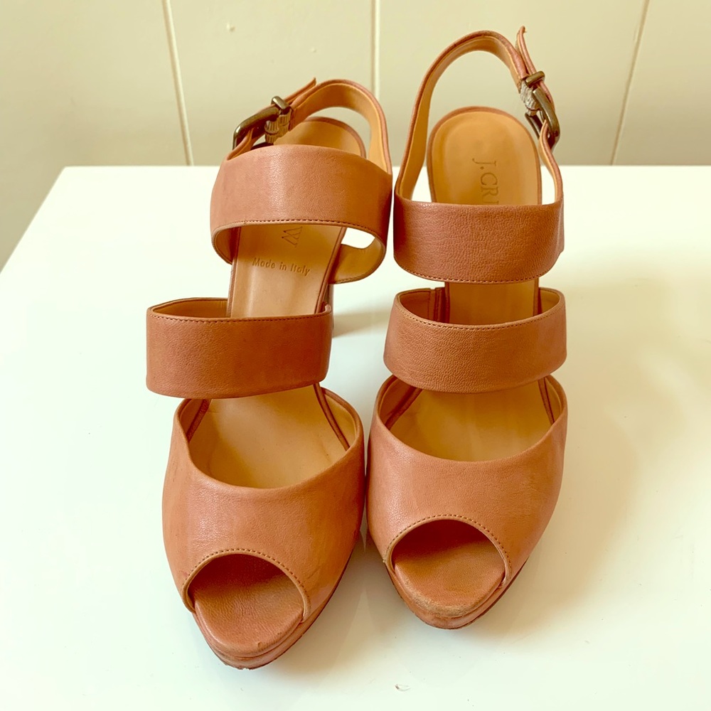 Jcrew Rose Color Leather Strappy Heels Sz 8.5